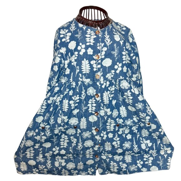 Girls Long Sleeve Floral Dress With Pockets, Full Skirt, Rose Gold Button, SZ 6 - Picture 11 of 14